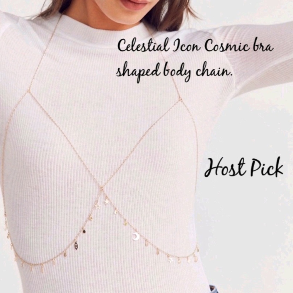 ✅LAST ONE-Celestial Cosmic Icon Bra Body Chain 17.5 length/+New Hand Bracelet